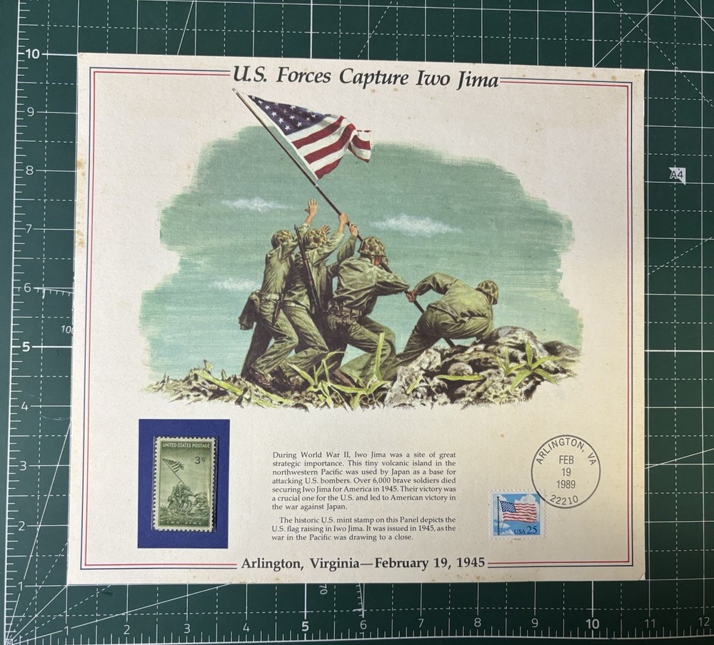 WW2 USMC Rare Iwo Jima Postal Stamp Document