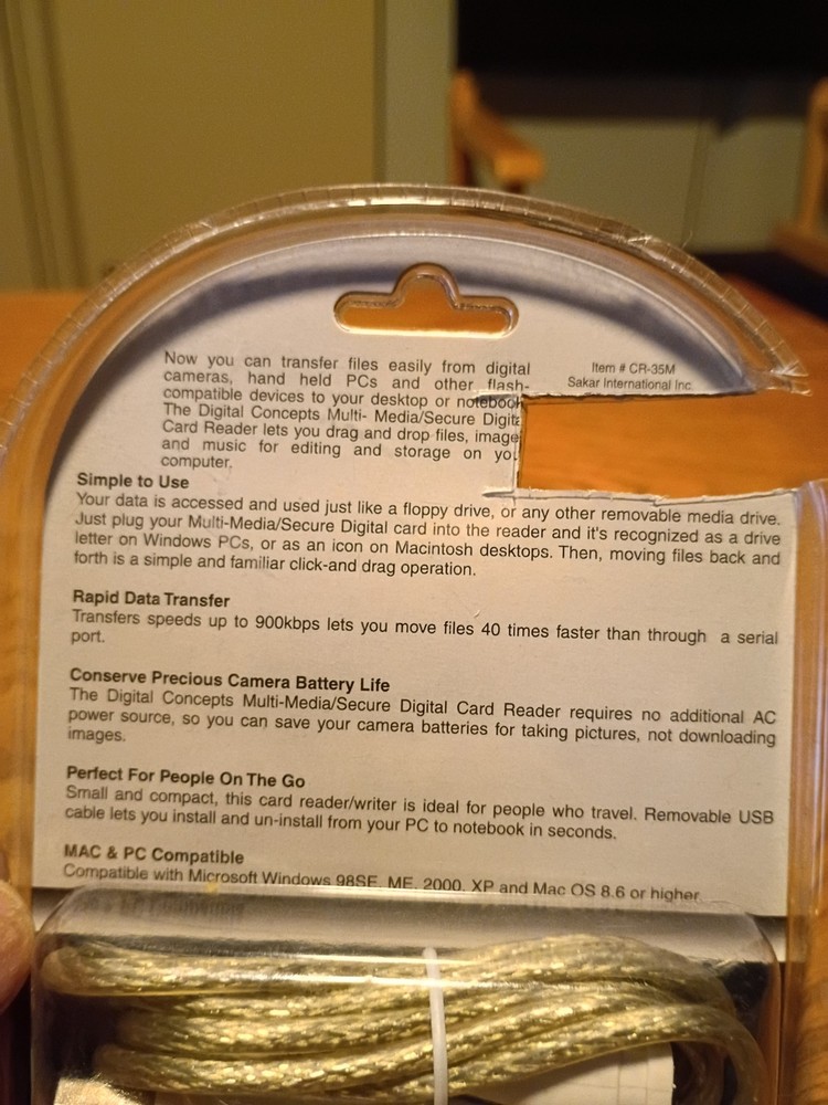 Secure Digital Camera Multi Media Card Reader/Writer with USB Cable New