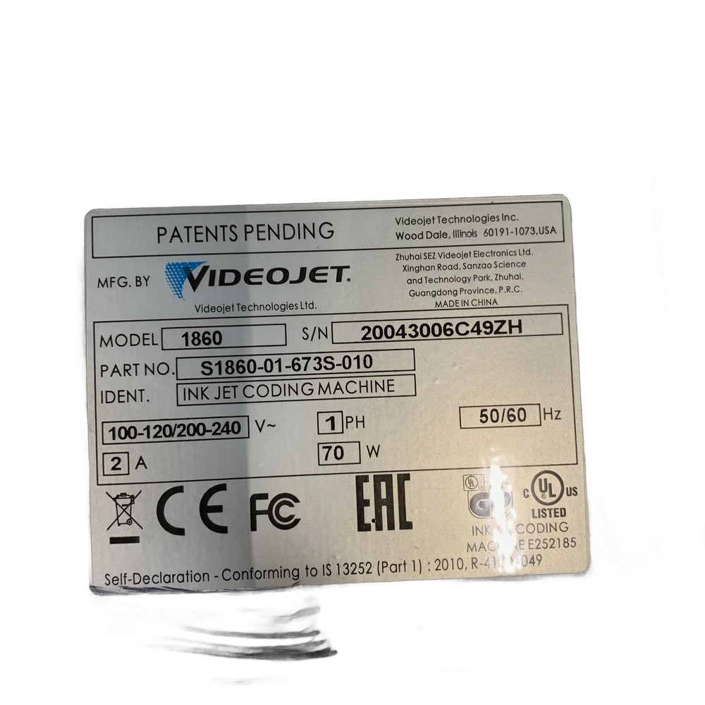 Video Jet 1860 Inkjet Coder