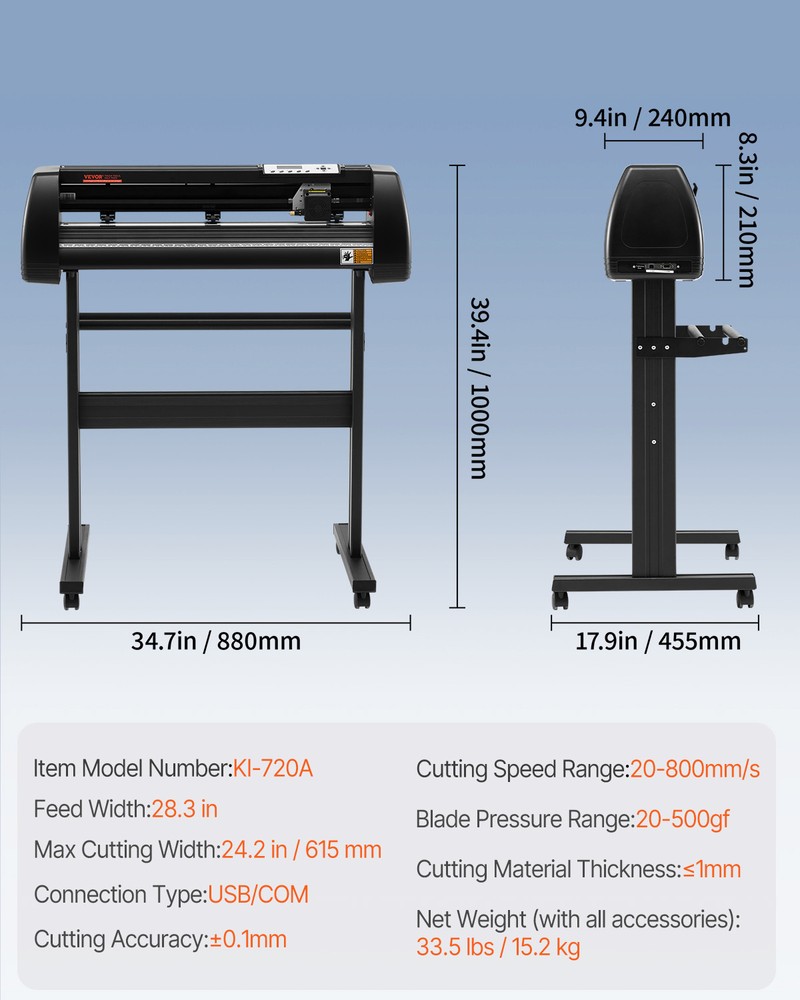 VEVOR 28"Vinyl Cutter Machine Vinyl Plotter LCD Display w/ Signmaster Software