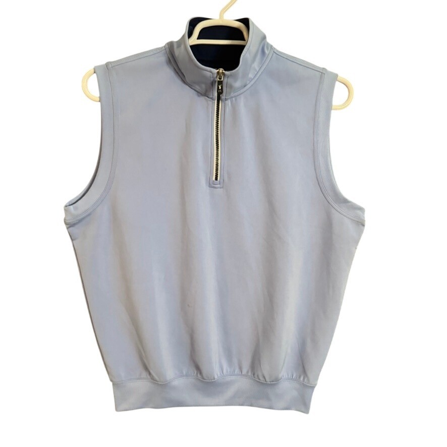 F&G Tech Mens Golf Vest Light Blue Quarter Zip Performance Pullover Medium