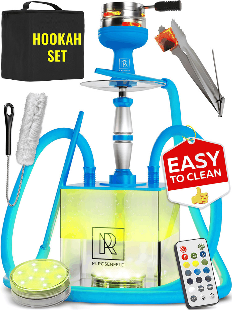 Blue Hookah 2 Hose Hookah Set YADO Square Blue