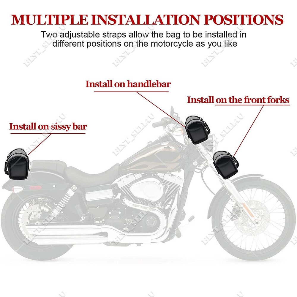 Motorcycle Front Fork Tool Bag Pouch Storage Luggage SaddleBag Leather Handlebag