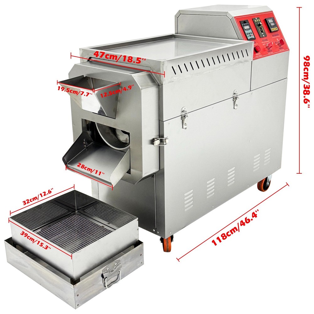 220V 1PH Fully Automatic Coffee Bean and Nut Roaster Drum Roasting Machine