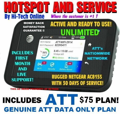 NETGEAR HOTSPOT  ✅ UNLIMITED SERVICE INCLUDED ✅ READY TO USE! ✅ EASY REFILLS
