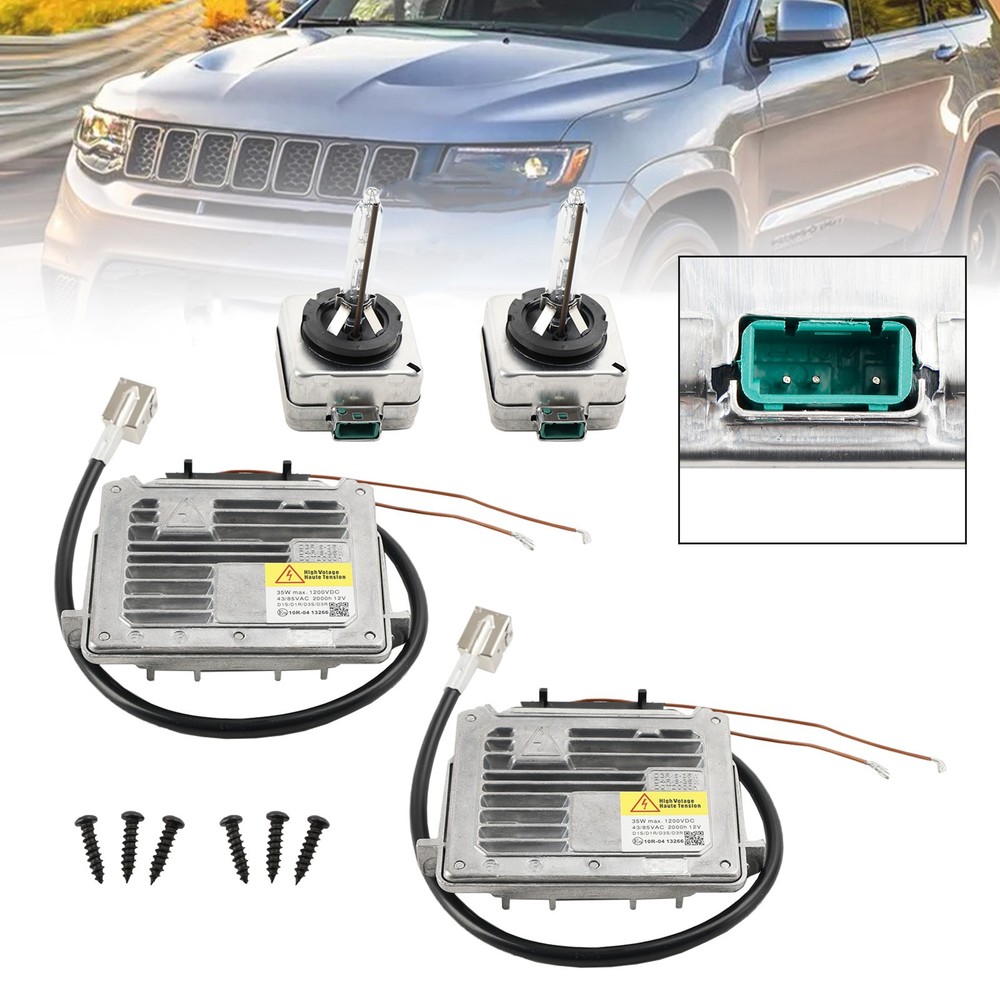 2x Headlight Ballast & D3S Bulb Wire Control Unit For Grand Cherokee 2014-20