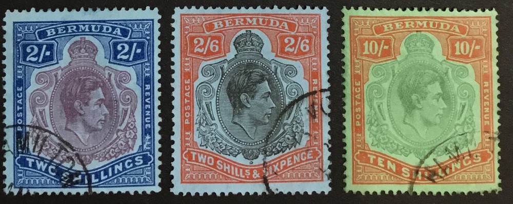 BERMUDA: Scott #123, 124, 126a High values, nice clean used