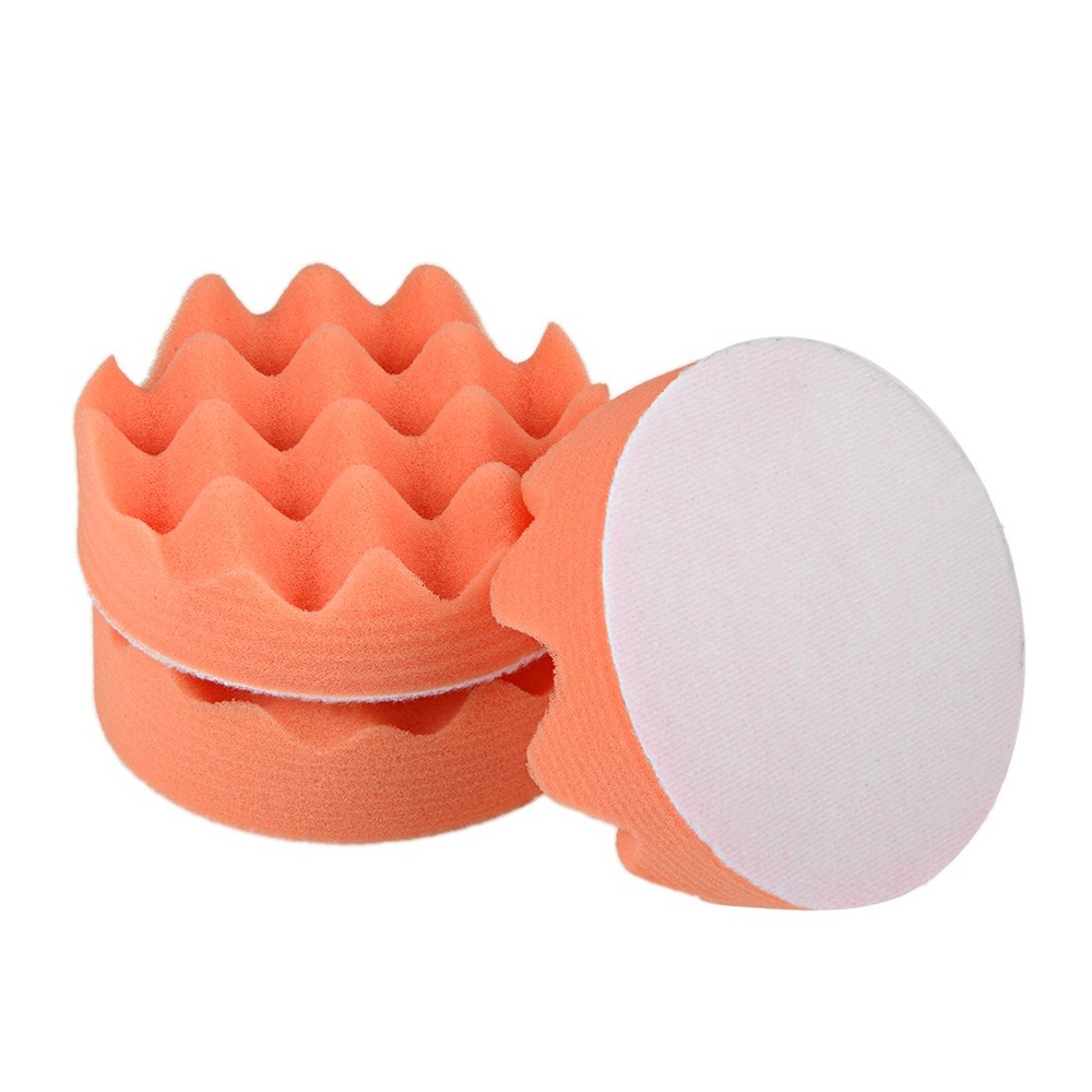 4" Buffing Sponge Pads Drill Polishing Buffer Pad Disc, Hook and Loop Back 3pcs