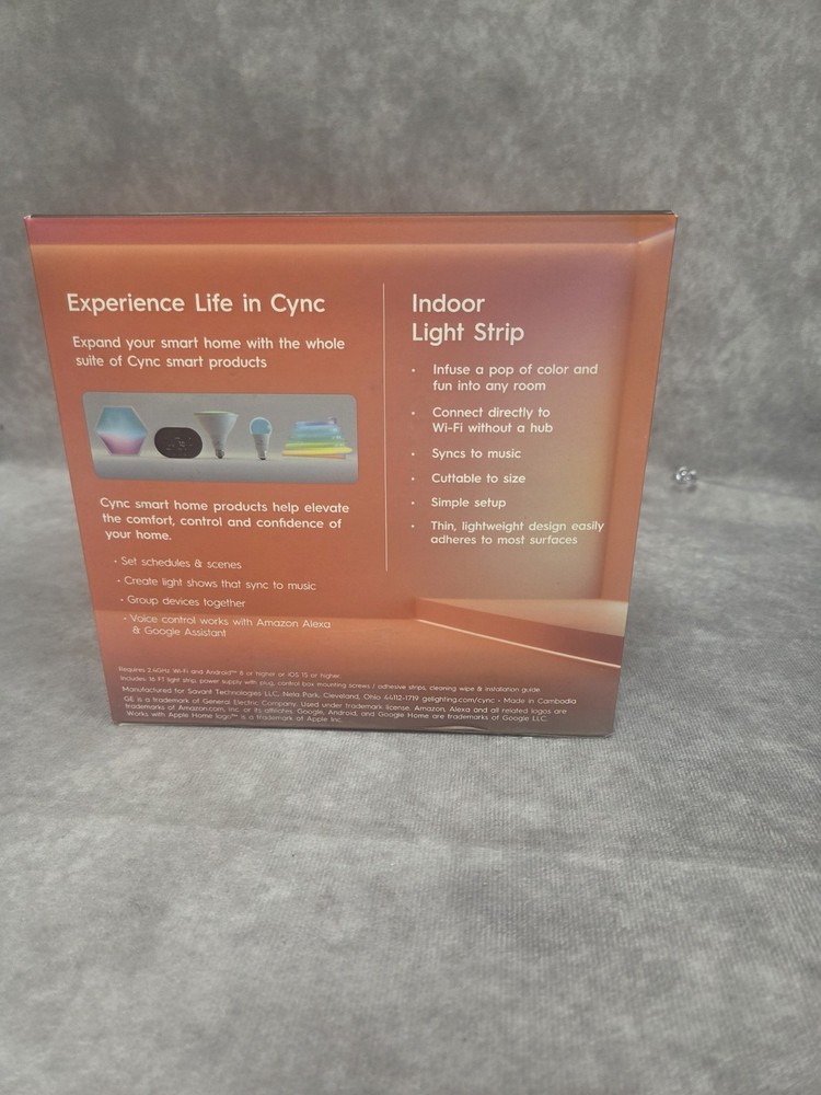 GE Cync Direct Connect Smart Light Strip 16 Ft - Thin Style - With Control Box