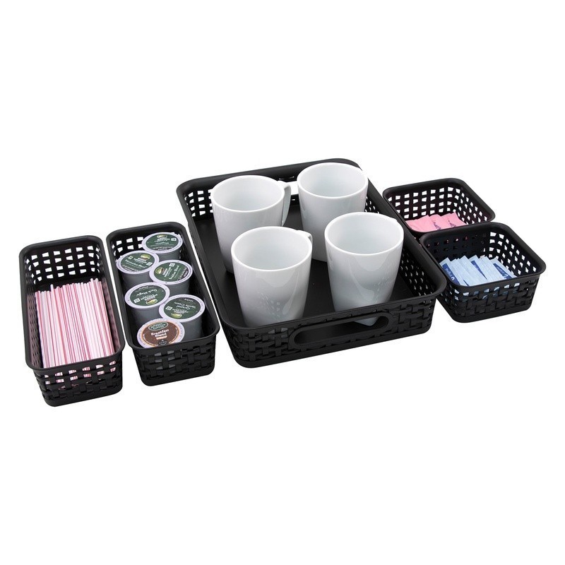 Plastic Weave Bins 5 Pack Letter Size Storage Organizers Rectangular Square New