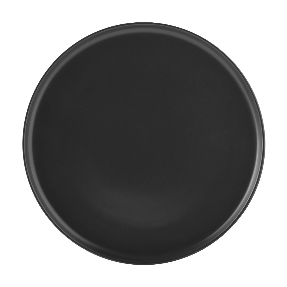 Elegant Matte Black Stoneware Dinner Plate Set of 4