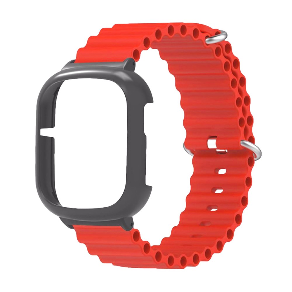 Silicone Watch Band With Case Replacement For Honor 4 Adjustable Strap (Red )