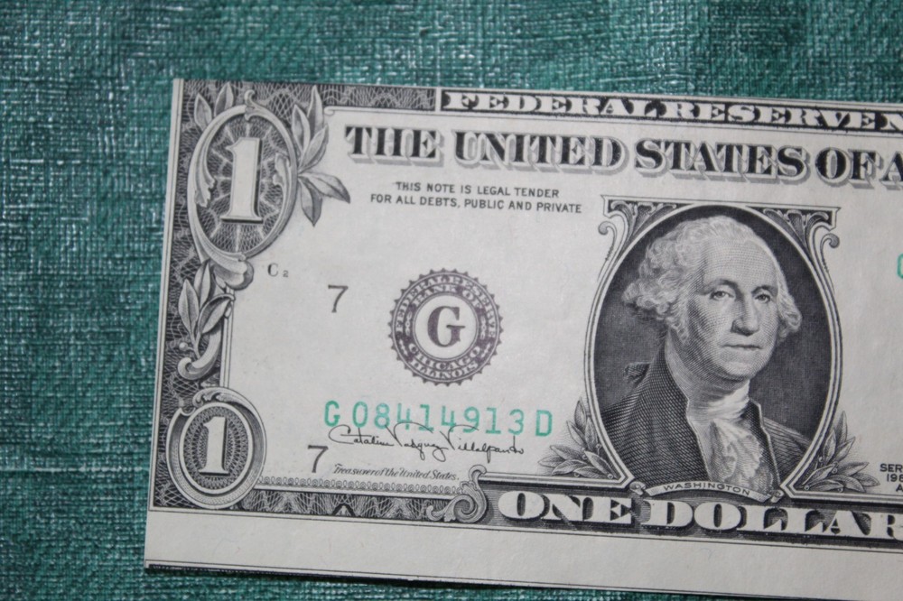 1988 A $1 Federal Reserve Note Misaligned Printing & Cutting Error, Uncirculated