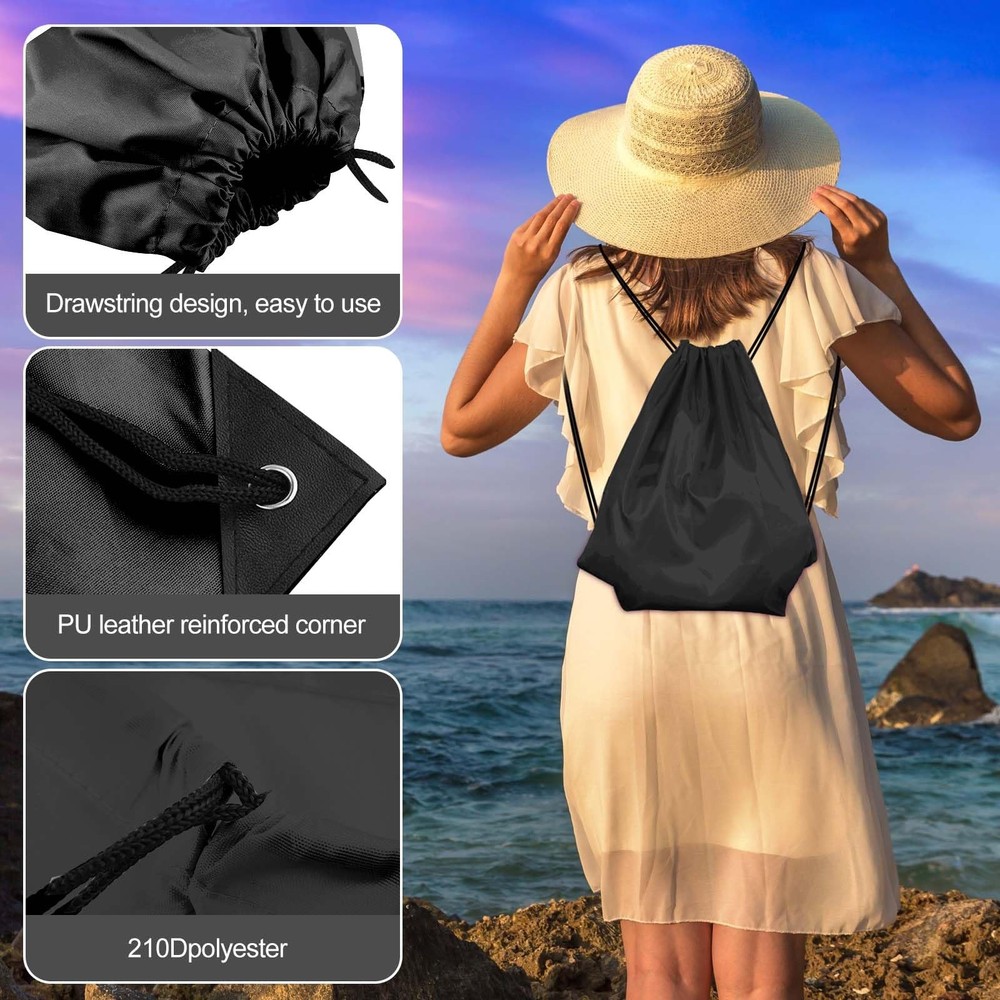 KUUQA 50Pcs Black Drawstring Backpack Bag Sack Drawstring Bags Bulk String Ba...