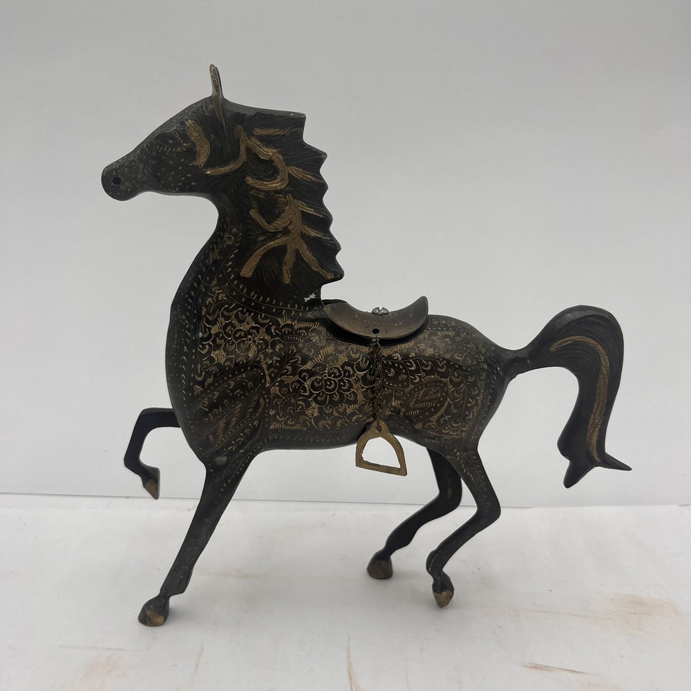 Brass Horse Decorative Figure 10” Tall