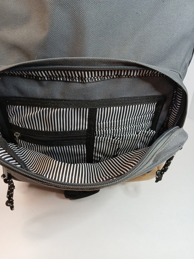 Dome Backpack Gray Headphone Jack Striped Inside Unisex