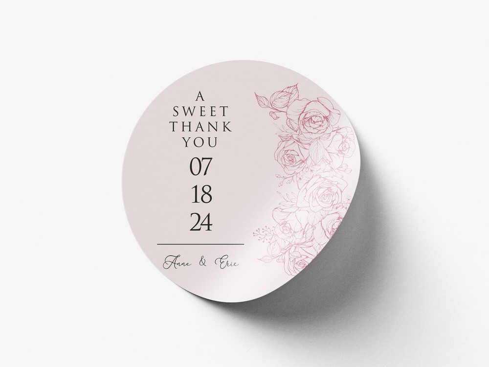 Personalised wedding round sticker labels, custom stickers