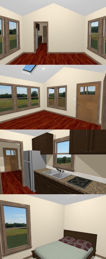 14x28 Tiny House -- 391 sq ft -- PDF FloorPlan -- Model 3D