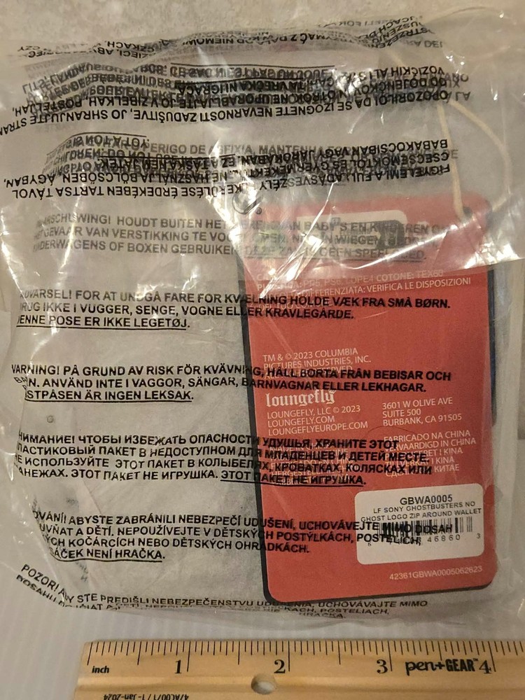 LOUNGEFLY Ghostbusters Glow Logo Zip Around Wallet NEW!