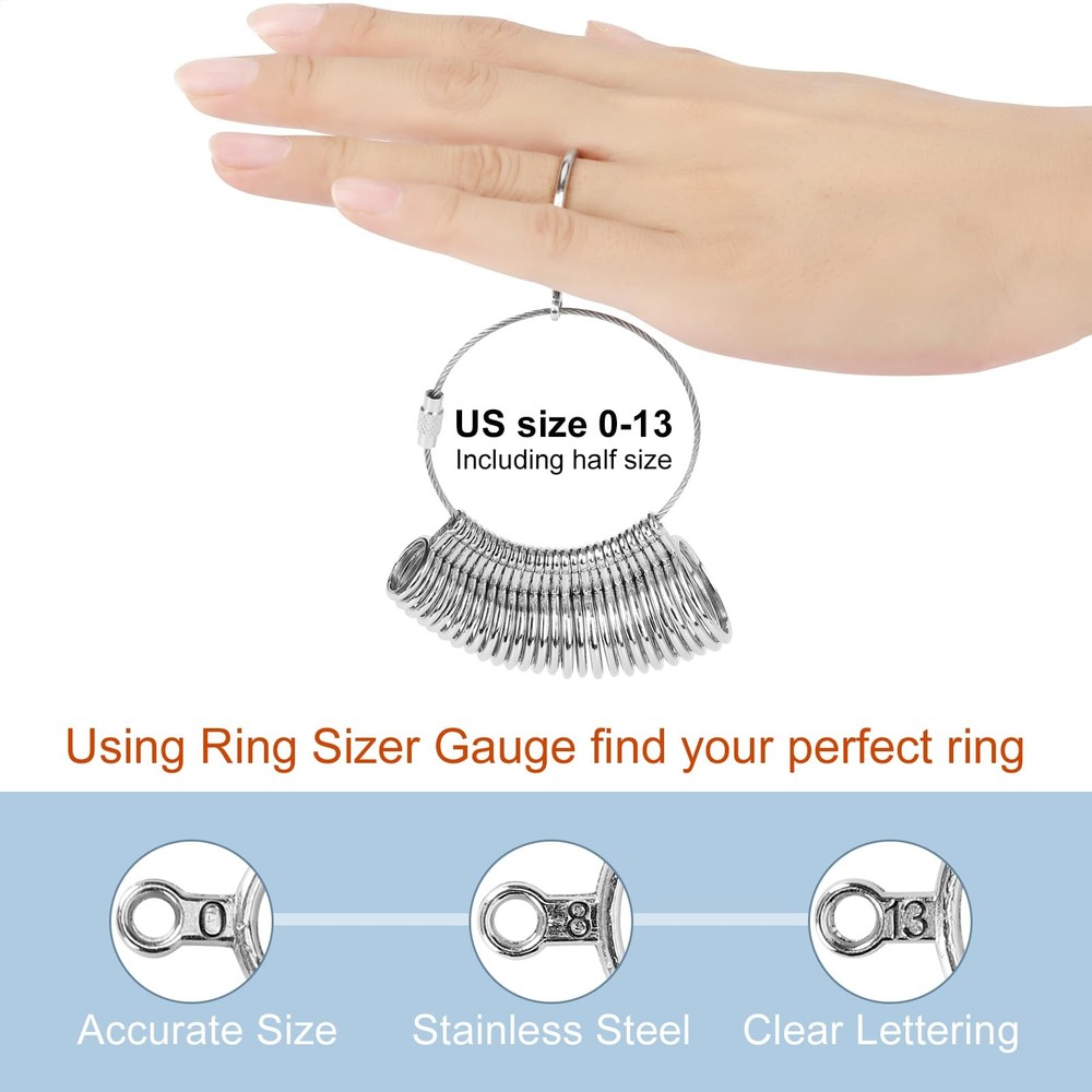 Ring Sizer Measuring Tool Kit, Mandrel Measurer, 27 PCS Metal 4PCS