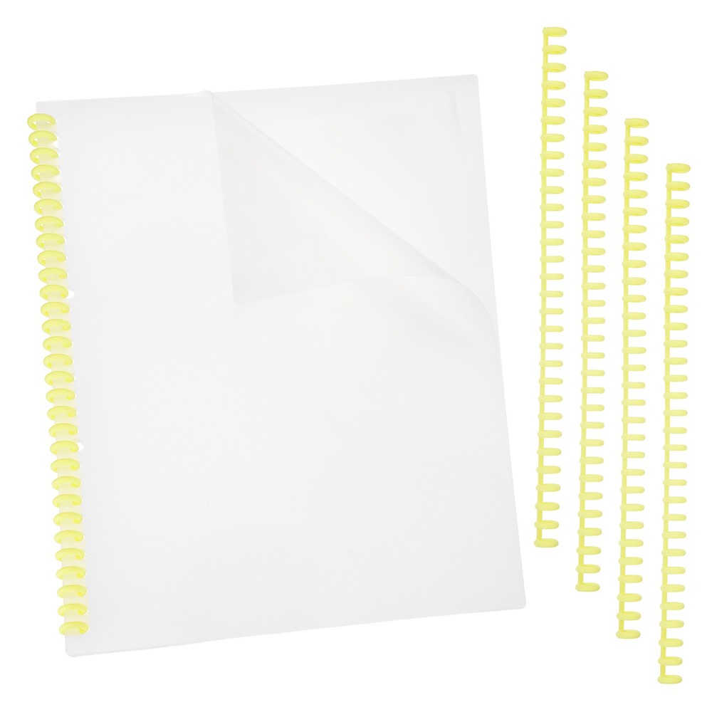 10Pcs Clear Presentation Binding Covers with 5Pcs 8.5mm Combs Kit, Yellow