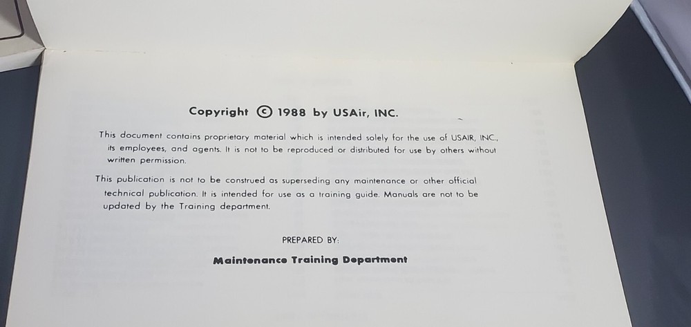 US AIR Boeing 727 Maintenance Training Component Locator Guide 1988 - 2 booklets