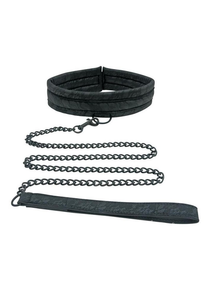Sincerely Lace Collar & Leash Black - Couples S&M Fetish Restraint Accessory