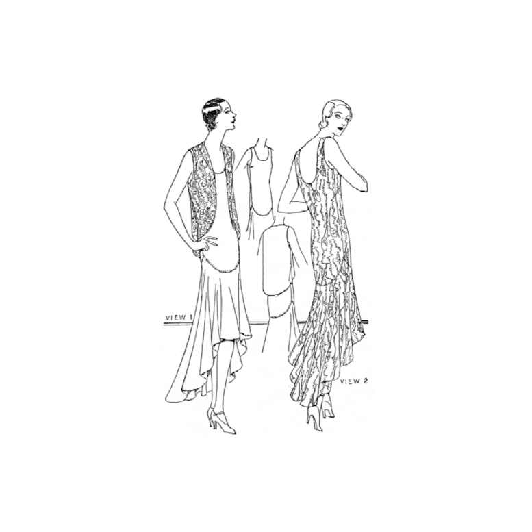 Past Patterns 4998 - Late 1920s Slip-On Evening Frock Sewing Pattern bust 36"