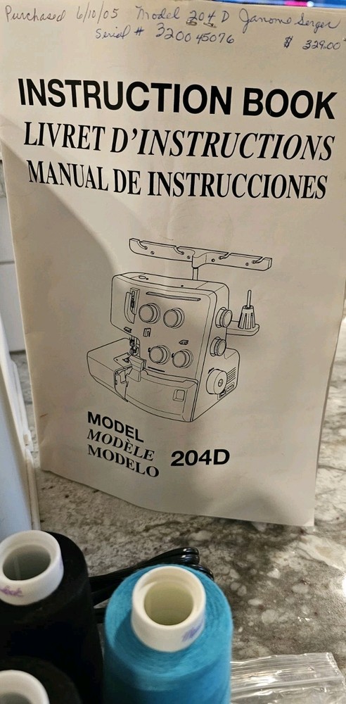 Janome 204D Serger Machine 2005 With Case Thread Tools