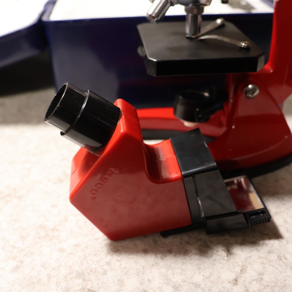 Tasco 1200x Student Beginner Microscope Kit, Slides, Storage Case