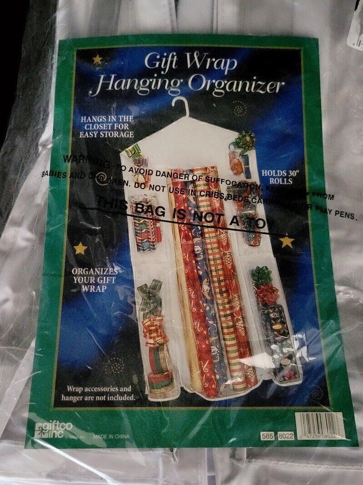 Gift wrap hanging organizer closet