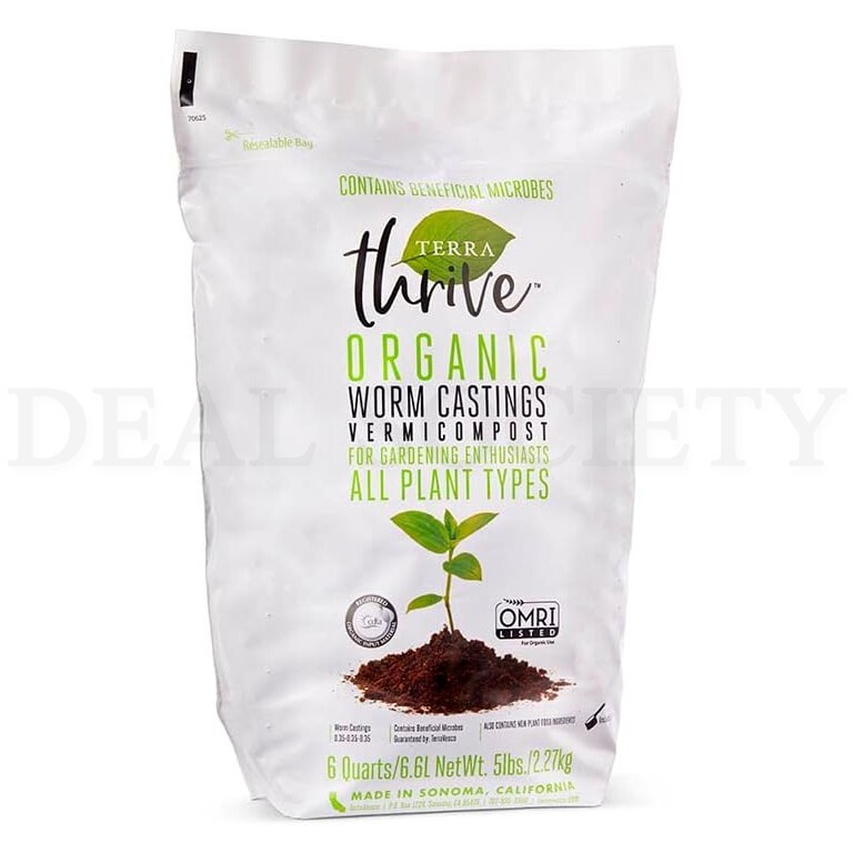 TerraThrive Dry Blend Worm Castings Compost All Plant Types 5 Pound Bag
