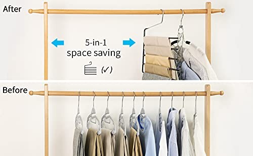 3 PCS Multi Layers Space Saving Slack Hangers 5 Tier OpenEnded Pants Rack