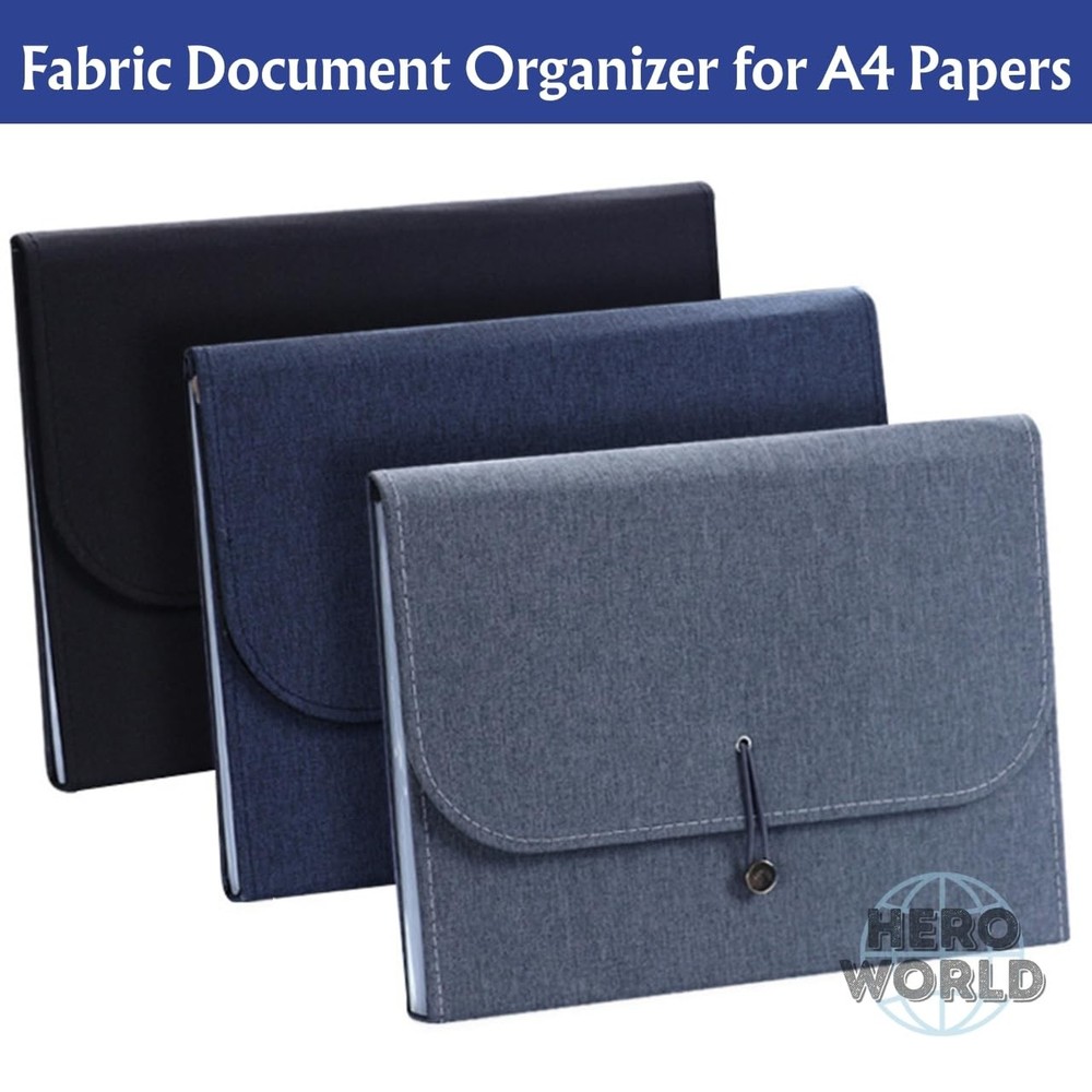 Fabric Expanding File Folder Document Organizer A4, 13‑Pocket Indexed File Ca...
