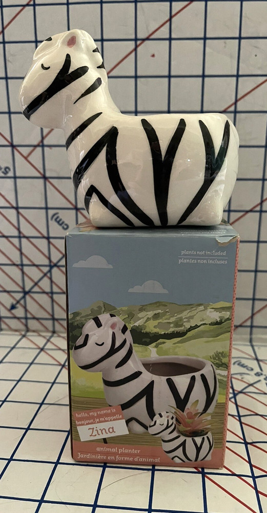 Ceramic Zebra Animal Planter Pot Small Plants