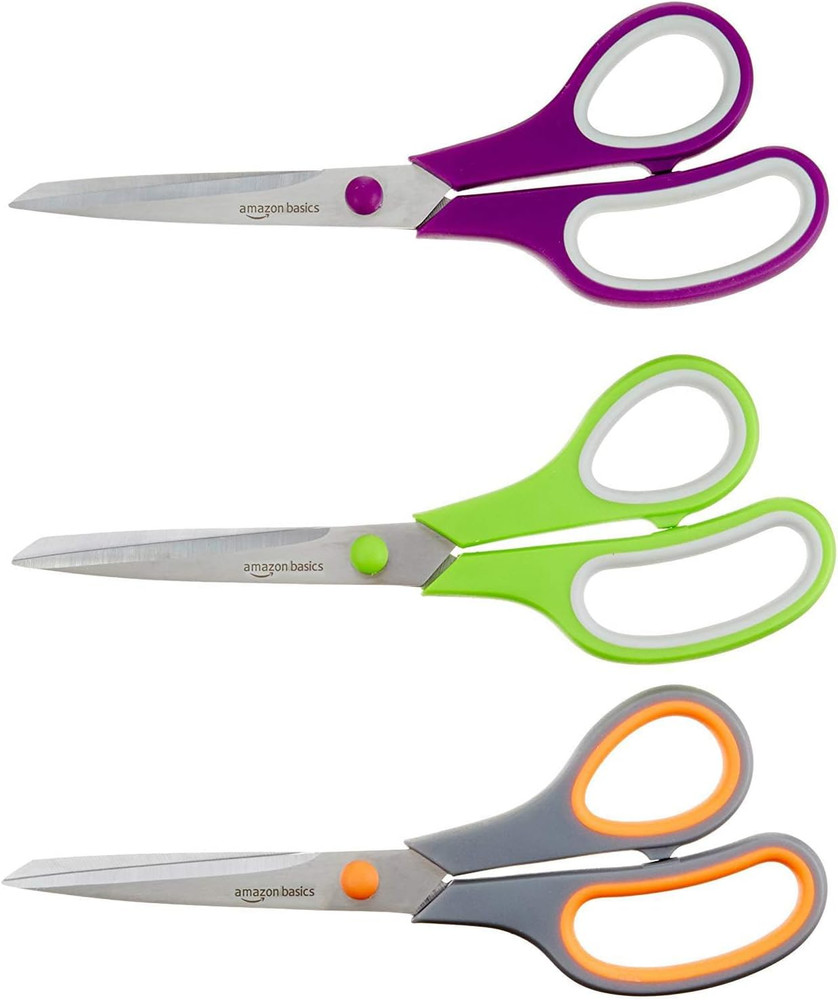 Stainless Steel Scissors for Office, Crafts, Multipurpose, Sharp, Comfort Grip,
