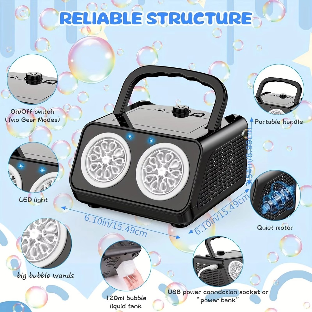 Automatic Bubble Machine Upgrade Bubble Blower with 2 Fans, 20000+ Bubbles