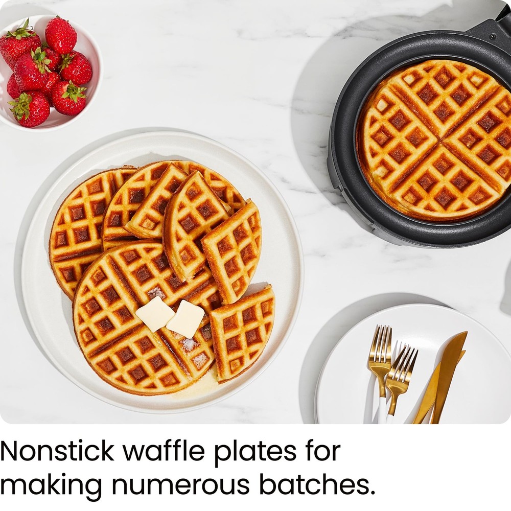 Anti-Overflow Belgian Waffle Maker w/Shade Selector, Temperature Control Mess...