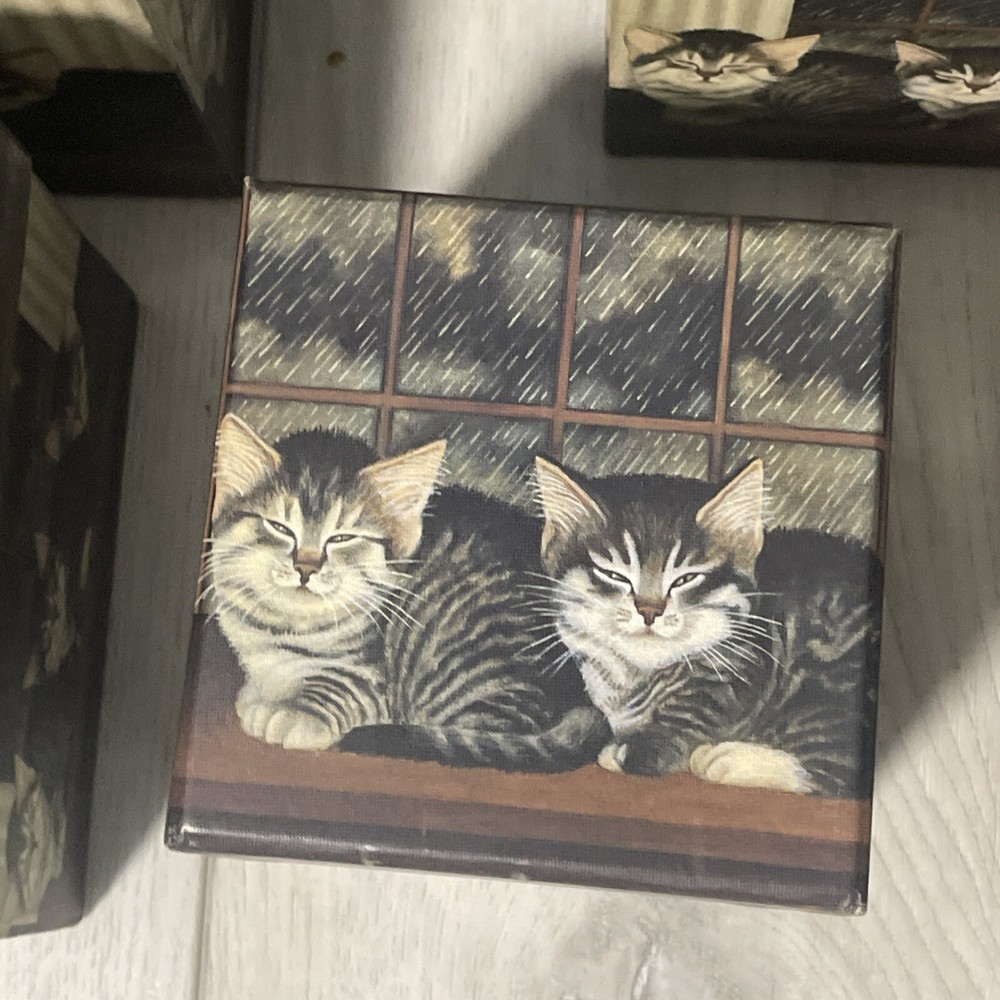 Complete Set of 7 Bobs Boxes Cat Decor Design Stackable Nesting Boxes