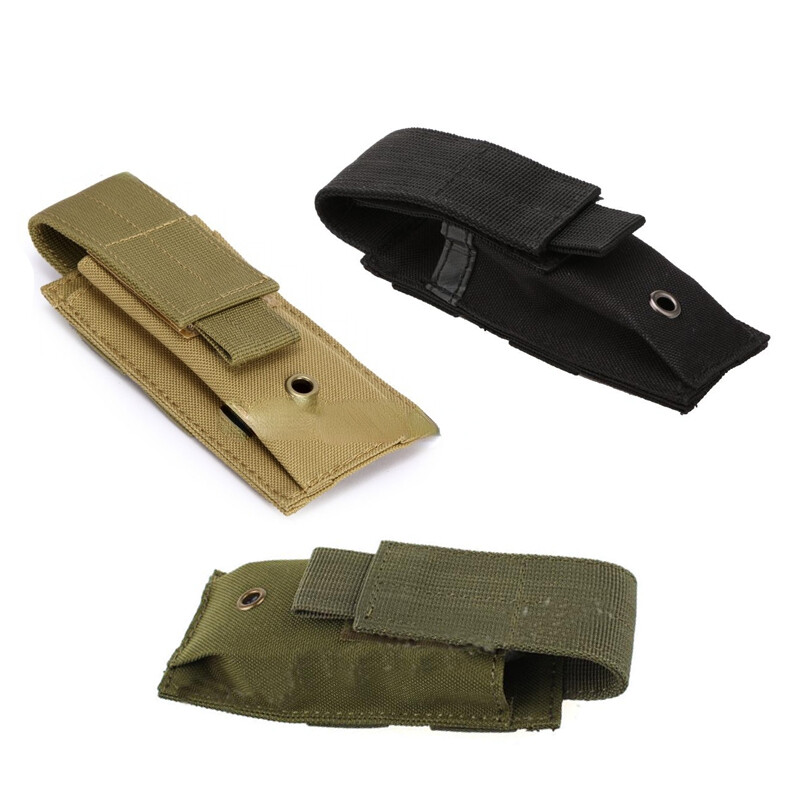 Tactical Knife Pouch MOLLE Flashlight Holder Bullet Bag Hook & Loop Closure Bag