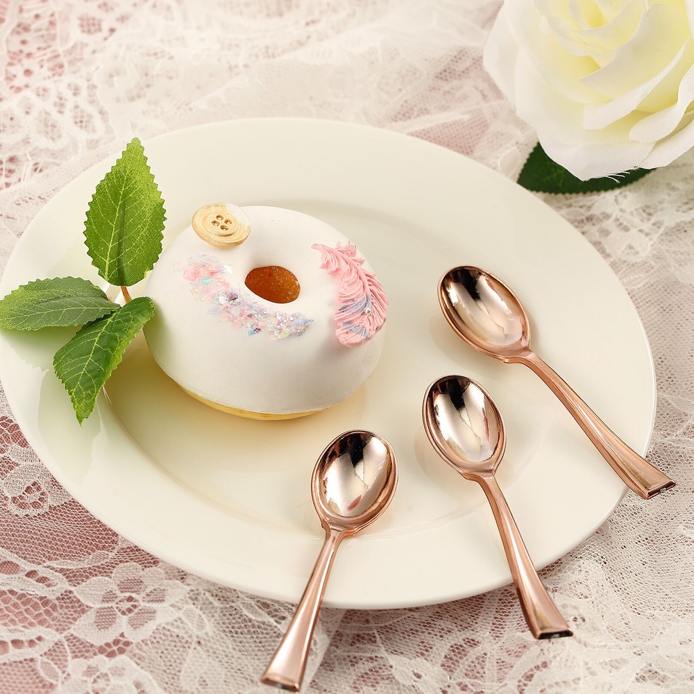 4" long Rose Gold Dessert Spoons Wedding Dinner Party Home Disposable Tableware