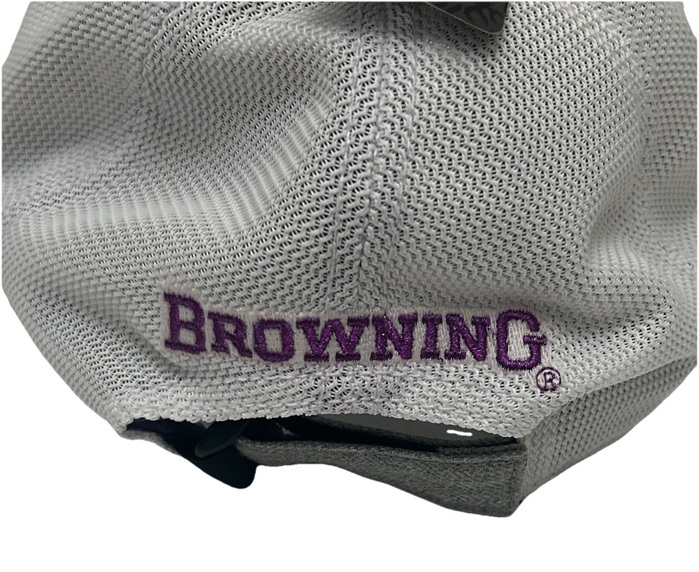 NWT Browning Nadia Hat Gray White Adjustable Hook Loop Logo Cap