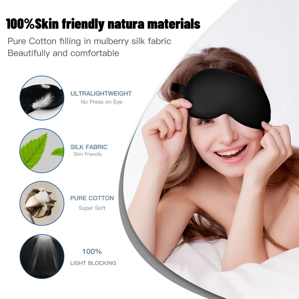 Double Sided Silk Sleep Eye Mask - Breathable & Light Blocking Sleeping Relax
