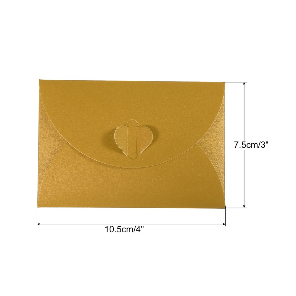 12pcs Gift Card Envelopes, Heart Shaped Clasp Mini Envelope Gold