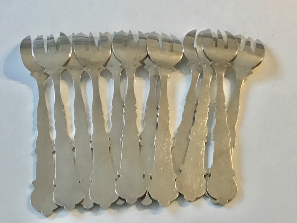 Antique Rare Dutch solid silver oyster forks 12/PS