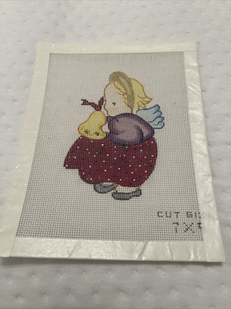 Wee Needle Hand Painted Needlepoint Canvas - Angel With Bell