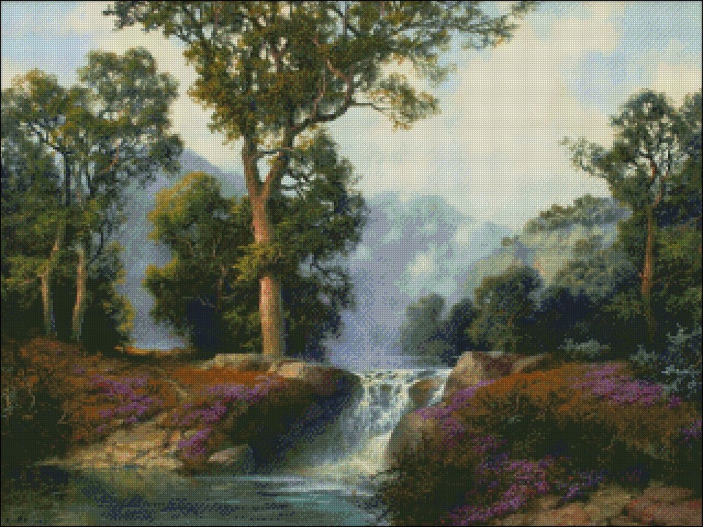 Counted Cross Stitch Pattern*Chart Needlework Crafts DIY-Big Spring Falls