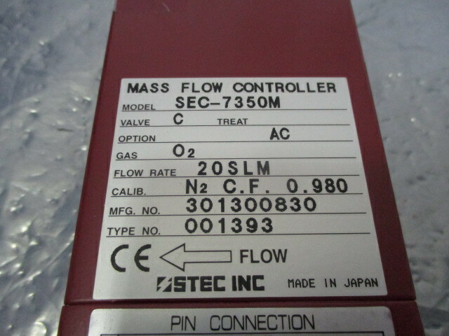 STEC SEC-7350 Mass Flow Controller MFC, O2 20 SLM, SEC-7350MC, SEC-7350M, 421987