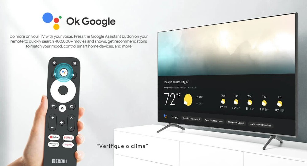 Remote Control For MECOOL/ONN Android TV Box Google Assistant BLACK