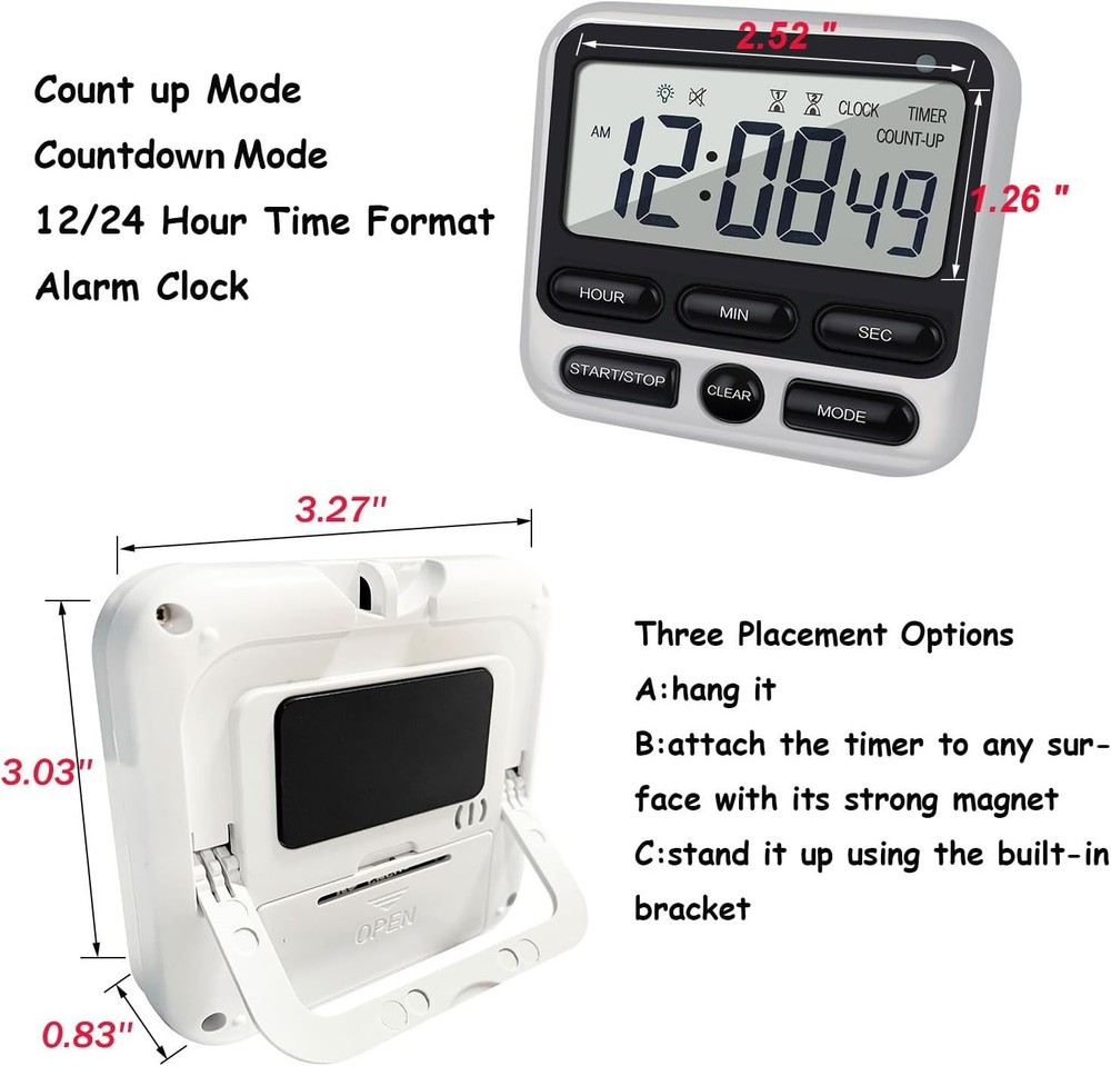 Digital Dual Kitchen Timer with Strong Magnet,24-Hour Countdown & Stopwatch,L...